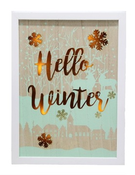 PODŚWIETLANY OBRAZ świąteczny 30x40cm Hello Winter