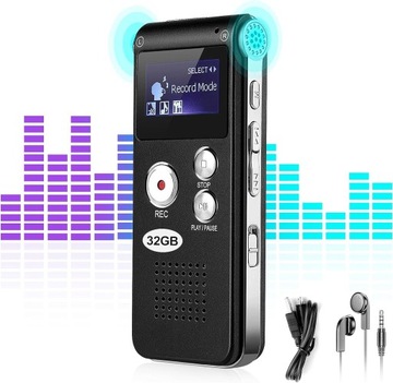 DYKTAFON 32 GB Z MIKROFONEM – 1536 KBPS HD ZESTAW MIKROFON SŁUCHAWKI