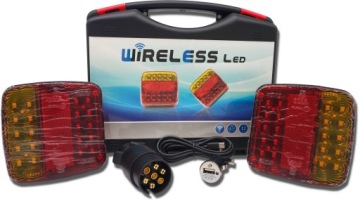 ZESTAW ŚWIATEŁ PRZYCZEPY BEZPRZEWODOWY 18-LED,NA MAGNES W WALIZCE