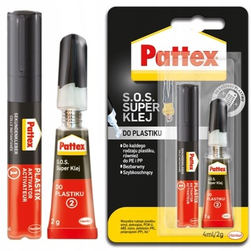 PATTEX S.O.S. SUPER KLEJ DO PLASTIKU BŁYSKAWICZNY SZYBKOSCHNĄCY WYTRZYMAŁY