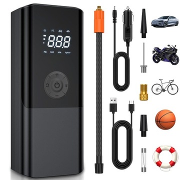 POMPKA AKUMULATOROWA DO AUTO MATERAC PIŁKI ELEKTRYCZNA POMPA LED 4500MAH