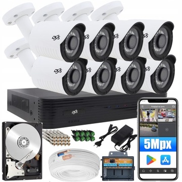 Zestaw do monitoringu 8 kamer 5Mpx dzień/noc dysk
