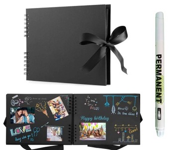 Album do SCRAPBOOKING zeszyt klaser 40 CZARNY A4 + GRATIS BIAŁY MARKER