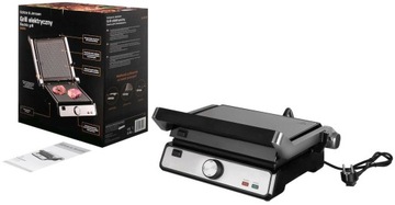 Контактный электрогриль 180° Götze&Jensen GL601X серебристо-черный 2200 Вт