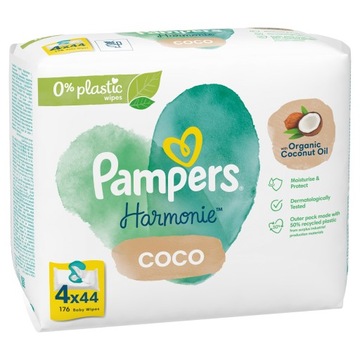 Pampers Harmonie Coco chusteczki nawilżane Zestaw 4x 44 sztuk ( 176 sztuk )
