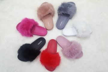 ZD800-23 НЕОНОВЫЕ ТАПОЧКИ С КРАСНЫМ МЕХОМ, размер 37