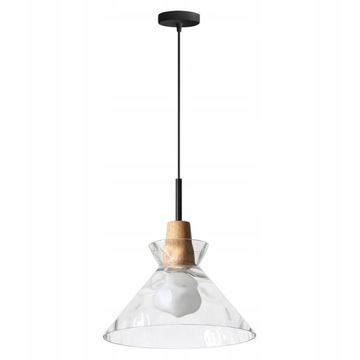 Lampa APP1183 sufitowa szklana + drewno retro boho