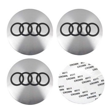 4 НАКЛЕЙКИ ДЛЯ КРЫШЕК СТУПИЦ, КОЛЕСА AUDI, 56MM