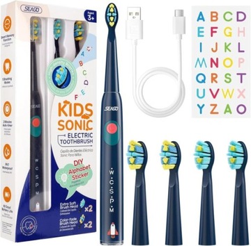 SZCZOTECZKA SONICZNA DLA DZIECI PERSONALIZOWANA OD 3 LAT ŁADOWANIE USB BLUE