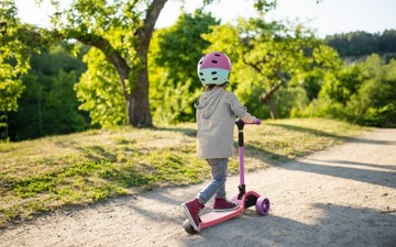 Самокат ДЕТСКИЙ, складной, регулируемый, Tulano Rookie 25 Pink, светодиодные колеса
