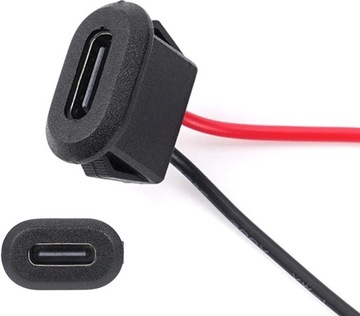 GNIAZDO USB-C USB TYP C ŻEŃSKIE PANELOWE TABLICOWE CZARNE 2pin