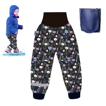 SPODNIE softshel CIEPŁO I SUCHO do żłobka przedszkol hello rain kwiaty r.92