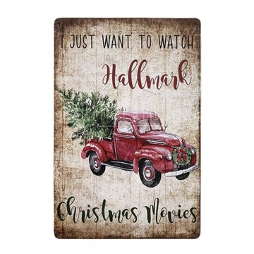 Plakat Tabliczka metalowa ozdobna retro vintage świąteczna CHRISTMAS MOVIES