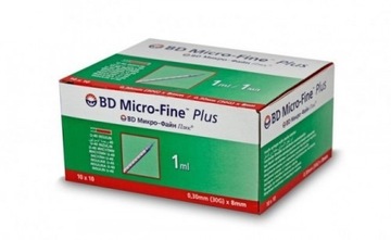 STRZYKAWKA INSULINOWA BD 1 ML Z IGŁĄ 0,3 x 8 mm - 100 szt.