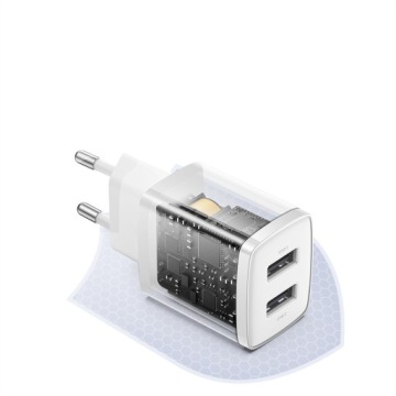 МОЩНОЕ СЕТЕВОЕ ЗАРЯДНОЕ УСТРОЙСТВО 2x USB 10,5 Вт, 2 А BASEUS