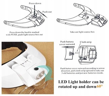 ЛУПА ДЛЯ ЧТЕНИЯ СТЕКЛЯННЫЕ ЮВЕЛИРНЫЕ УКРАШЕНИЯ ЛУПА 6x MG81001-G 2x LED