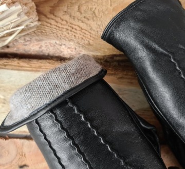 Мужские зимние КОЖАНЫЕ ПЕРЧАТКИ НАТУРАЛЬНАЯ КОЖА ШЕРСТЬ теплые TOUCH XXL