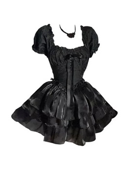 Damska czarna Kawaii sukienka Lolita francuska elegancka koreańska sukienka
