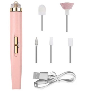 FREZARKA DO PAZNOKCI MANICURE PEDICURE AKU USB ZESTAW 5 FREZÓW FREZY DA127