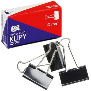 KLIPY BIUROWY KLIPS 19mm KLIP BIUROWE 12 SZT. x3