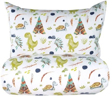 Pościel dinozaury dino Indianie żółwik 160x200 biała bawełniana dla dziecka