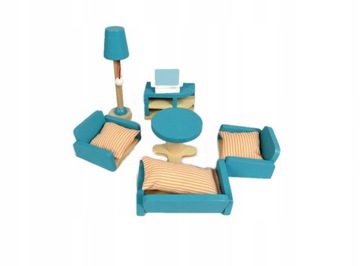 ДЕРЕВЯННАЯ МЕБЕЛЬ ДЛЯ КУКОЛЬНОГО ДОМА, БОЛЬШОЙ КОМПЛЕКТ