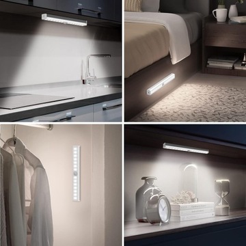 БЕСПРОВОДНАЯ ЛАМПА ПОД ШКАФОМ 10 СВЕТОДИОДОВ С PIR ДАТЧИКОМ ДВИЖЕНИЯ НОЧНОЙ МАГНИТ