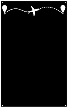 Tablica NA MAGNESY Z PODRÓŻY METALOWA Czarna LOFT Przykręcana Samolot