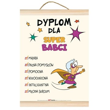 Wyjątkowa Pamiątka z nadrukiem BABCIA Prezent na Dzień Babci Dyplom