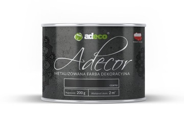 ADECOR metalizowana farba dekoracyjna do betonów, ścian 200g CZARNY