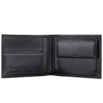 Calvin Klein portfel skórzany męski czarny skóra bilon K50K504414 001