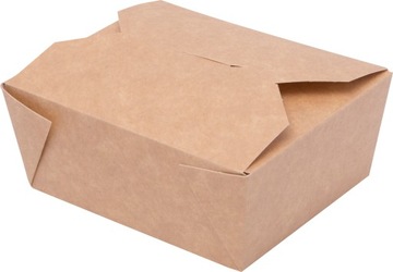 ECO pudełko papierowe brązowo-białe LUNCH BOX 14x10x5cm 750ml - 50szt.