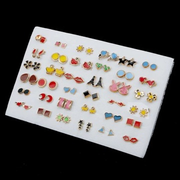 18/36/100Pairs kobiety gwiazda księżyc małe plastikowe kolczyki zestaw