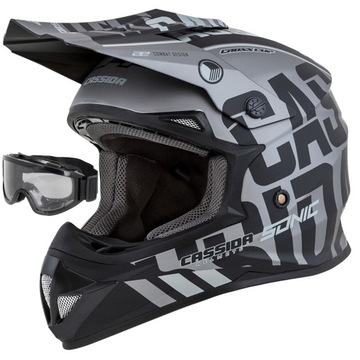 KASK CASSIDA NA CROSS SONIC FILTR WĘGLOWY GOGLE XS