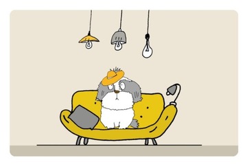 Magnes na lodówkę Shih tzu na kanapie piesek