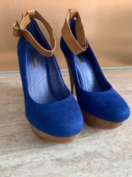 LA STRADA синие туфли на высоком каблуке на платформе 38