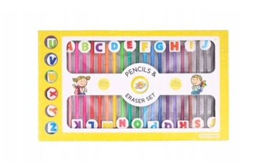LITERKI zestaw 20 kolorowych ołówków i 26 gumek Creative Kids