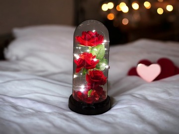 ВЕЧНАЯ РОЗА В СТЕКЛЕ В КУПОЛЕ СВЕТЯЩАЯСЯ НА ДЕНЬ ВАЛЕНТИНА СВЕТОДИОДНАЯ ПОДАРОЧНАЯ КОРОБКА