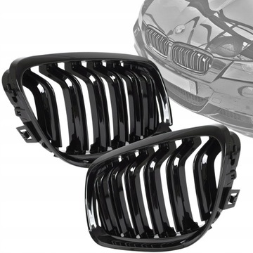 GRILL NERKI BMW E90 E91 POLIFT LCI 08-13 Czarny Połysk Czarne M PAKIET M3