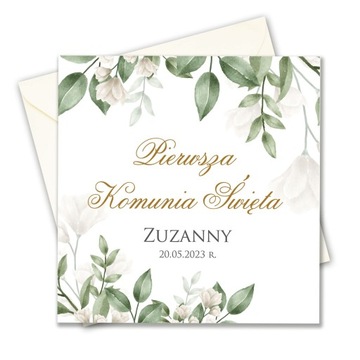 Zaproszenia na Pierwszą Komunię PERSONALIZOWANE + KOPERTA