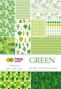 Blok z motywami GREEN 80g A4 15ark 30 motywów