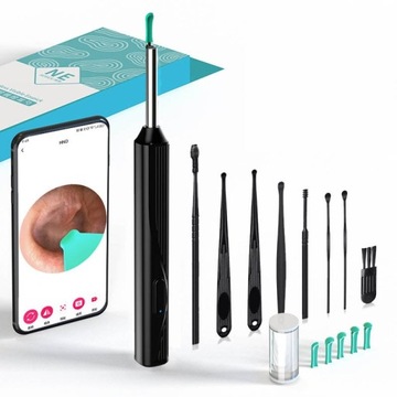 SMART OTOSKOP KAMERA CZYSZCZENIE USZU WOSK WIFI HD ZESTAW CZYSZCZĄCY