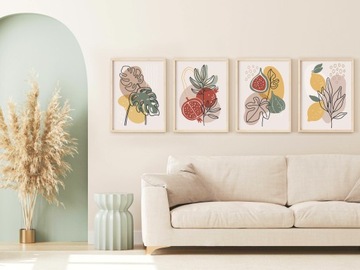 ZESTAW PLAKATÓW 4szt. 13x18 plakaty rośliny boho