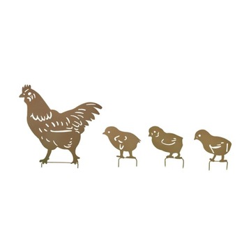 -4Pieces Chicken Family Plugin Silhouette Garden