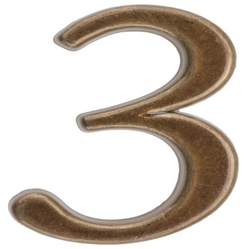 Cyfra 3 wys.5 cm metalowa brązowa