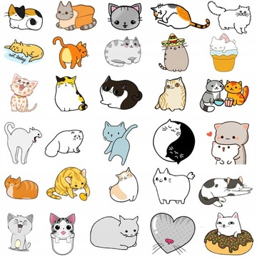 100 штук милых наклеек с котятами