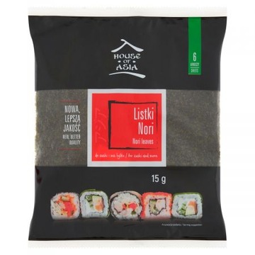 Sushi Glony Nori Liście alg morskich 6 sztuk 15g House of Asia