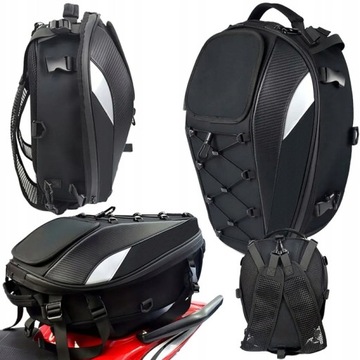 PLECAK MOTOCYKLOWY NA MOTOR 2W1 TWARDY WODOODPORNY NA KASK SAKWA TORBA