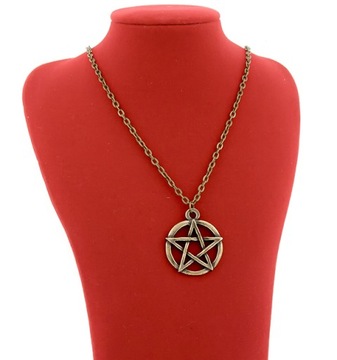 Naszyjnik Pentagram na łańcuszku mosiądz