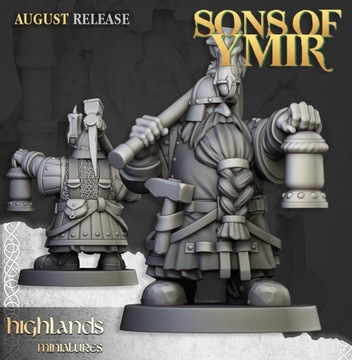 Dwarfs Miners #3- Highlands Miniatures - Druk 3D